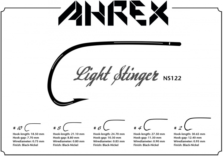 Ahrex Ns122 Light Stinger #2 Fly Tying Hooks (Also Known As Trailer Hook)
